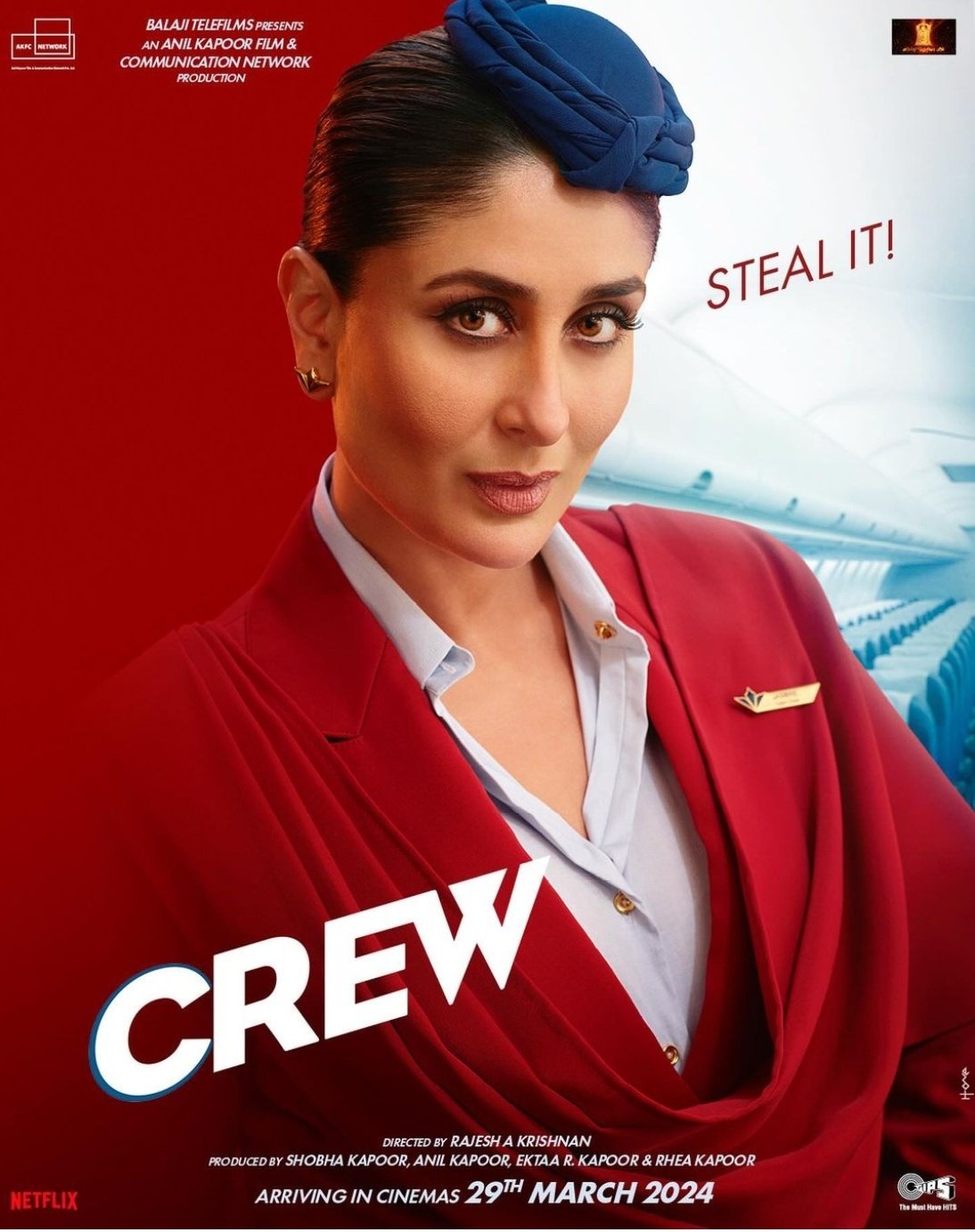 First-look posters for the movie Crew, featuring Kareena Kapoor, Tabu, and Kriti Sanon are out.